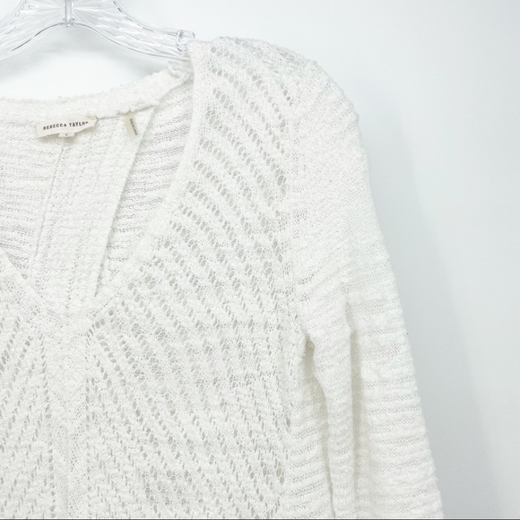 Rebecca Taylor Back Split Open Knit Womens Sweater White Size Small Long Sleeve - Picture 4 of 13